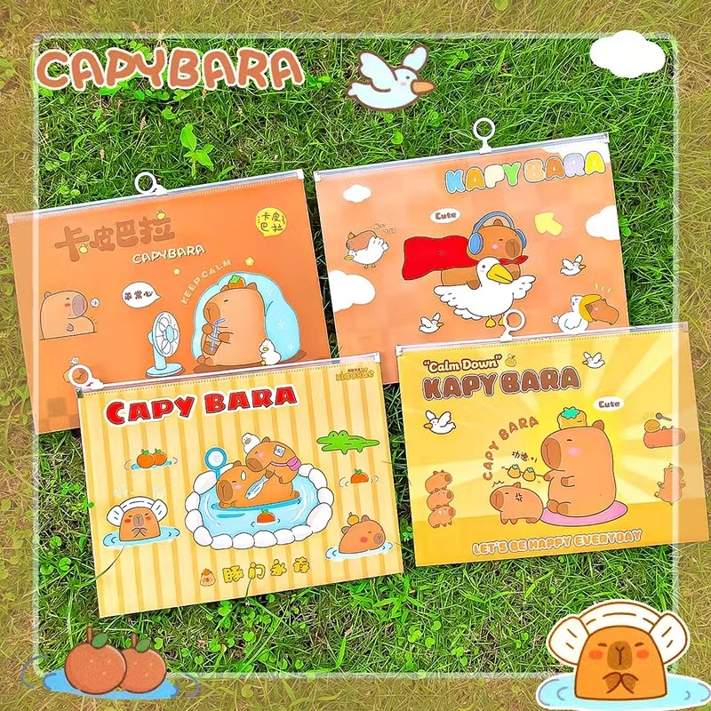 

cute A4 capyabara bags classroom organization kawaii Stationery organizer Portfolio file folder Organizer folder documents