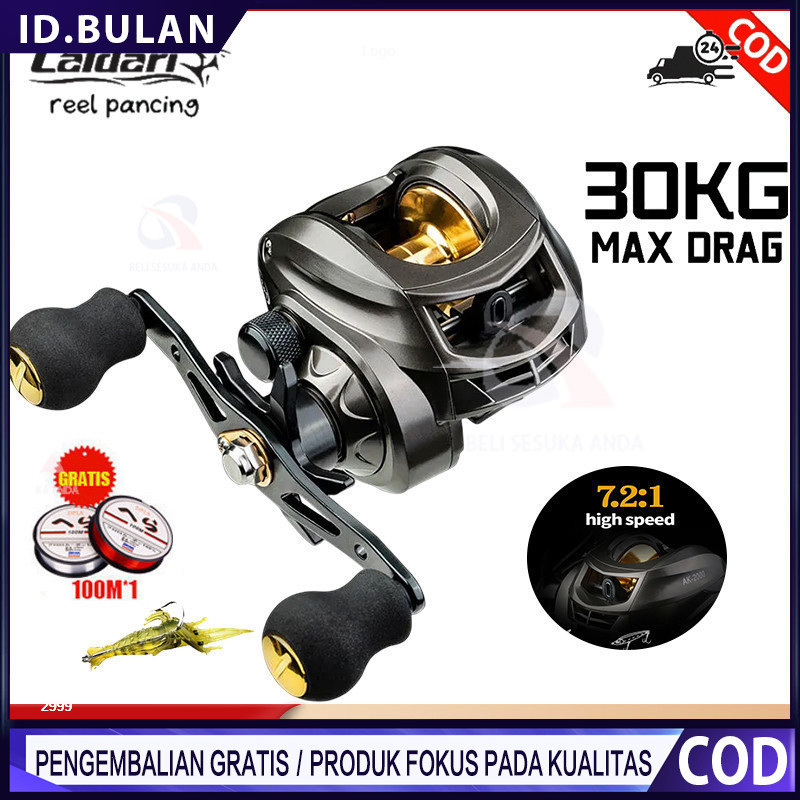 CALDARI Fishing Reel Fishing Rod Set Pancing BC Reel 7.2:1 Metal Fishing Reel Max Drag 8kg Sistem 1s