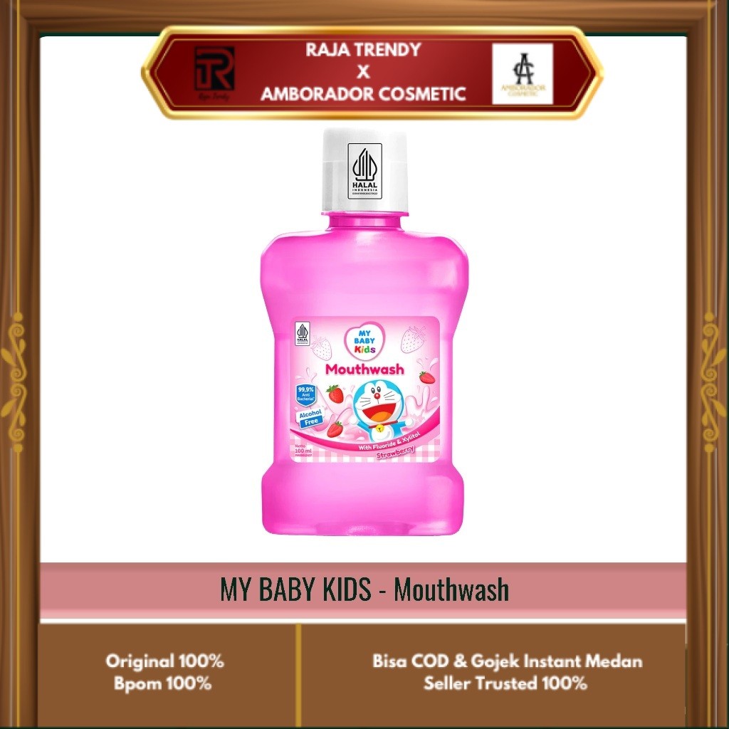MY BABY KIDS - MOUTHWASH STRAWBERRY ( 100 ml ) - Obat Kumur Khusus Anak  Buah Segar Anti Bau Mulut