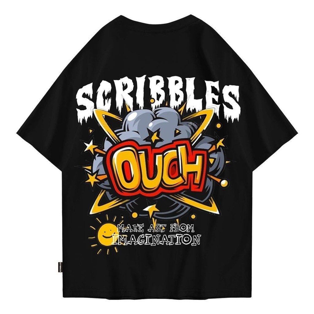 Original Design Workout Stretwear x Scribbles Kaos  Workout Basic Hurted cotton COD