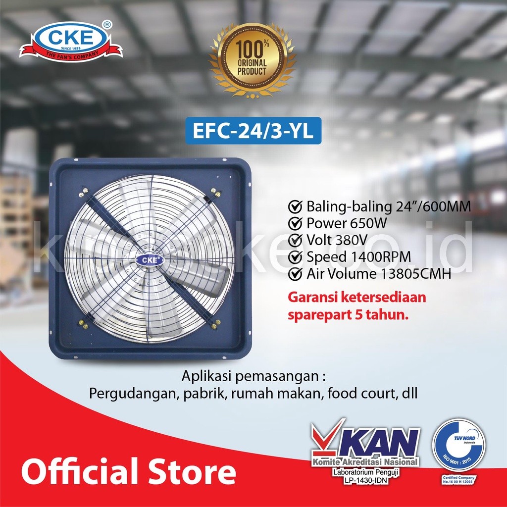 CKE Exhaust Fan Cooling Fan 24 Inch Hexos Dinding Industri Daya Angin Kuat Ventilasi Gedung Pabrik