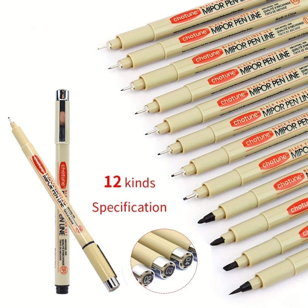 

FineLine Pen Set Extra Fine Tip Sketching Marker Waterproof Drawing Tick Pens Painting Art Supplies for School Office Stationery