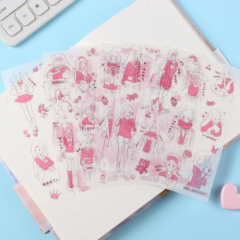 

label Kertas / Selotip Washi Gambar Kartun Perempuan Lucu