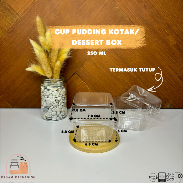 Box Dessert Mika Kotak 250 ml + Lid Dome / Cup Salad Pudding Jelly Puyo Ice Cream Yoghurt Chesse Cak
