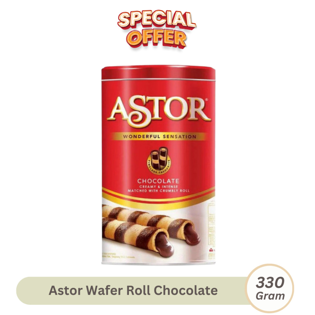 

Astor chocolate wafer 330gr kaleng chocho