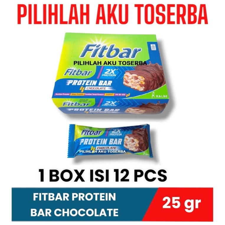 

Fitbar PROTEIN BAR CHOCOLATE isi 12 - ( HARGA 1 BOX )