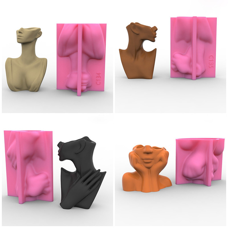 

Large Abstract Face Silicone Flowerpot Mold DIY Handmade Succulent Plants Flower Concrete Cement Plaster Resin Vase Mould