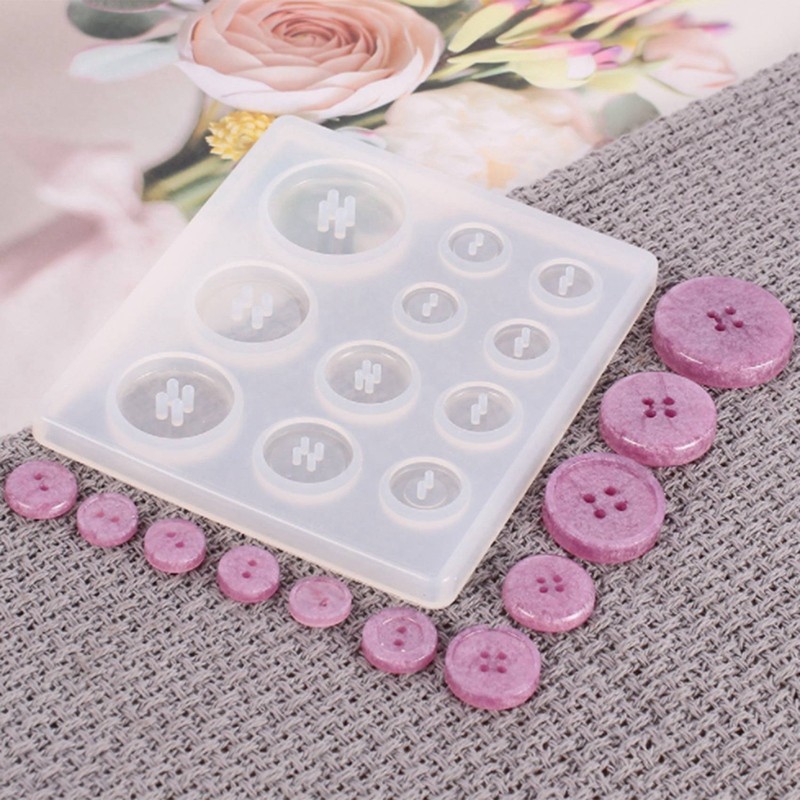 

DIY Silicone Mold Resin Button Handmade Resin Mold With Hole Pendant Button Clay Epoxy Pendant For Keychain Supplies