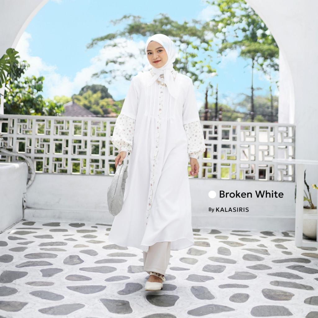 Kalasiris Freesia Series Gamis Midi Dress Crinkle Ruby Motif Raya Edition