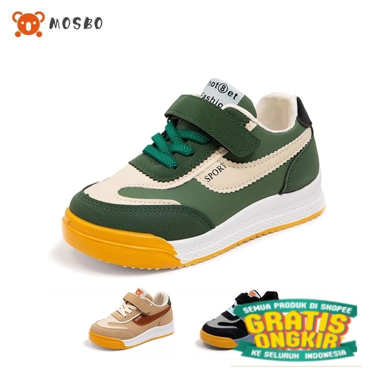 MOSBO Sepatu Anak Laki Laki Perempuan Sneaker Sekolah Fashion Import Model Terbaru/ marun maroon mer