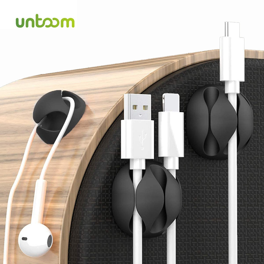 Untoom Cable Organizer Silicone USB Cable Winder Cable Management Clips Desktop Wall Cable Holder fo