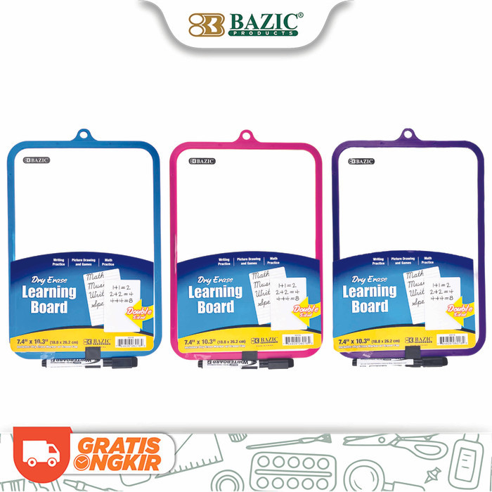 

Bazic Double Sided Dry Erase Board 7.4"x10.3" - Papan Tulis Kecil