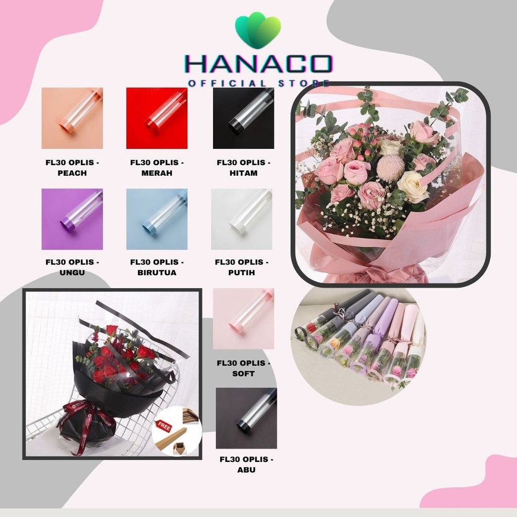 

HANACO - (5 LEMBAR) - FL30 OPLIS Kertas Bunga Paper Buket Motif Frame List OPP Transparan Florist Cellophane