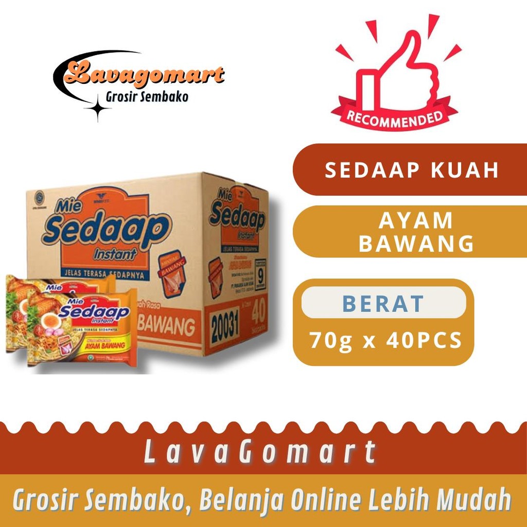 

SEDAAP MIE KUAH AYAM BAWANG 70g - 1 DUS - LAVAGOMART - BANDUNG