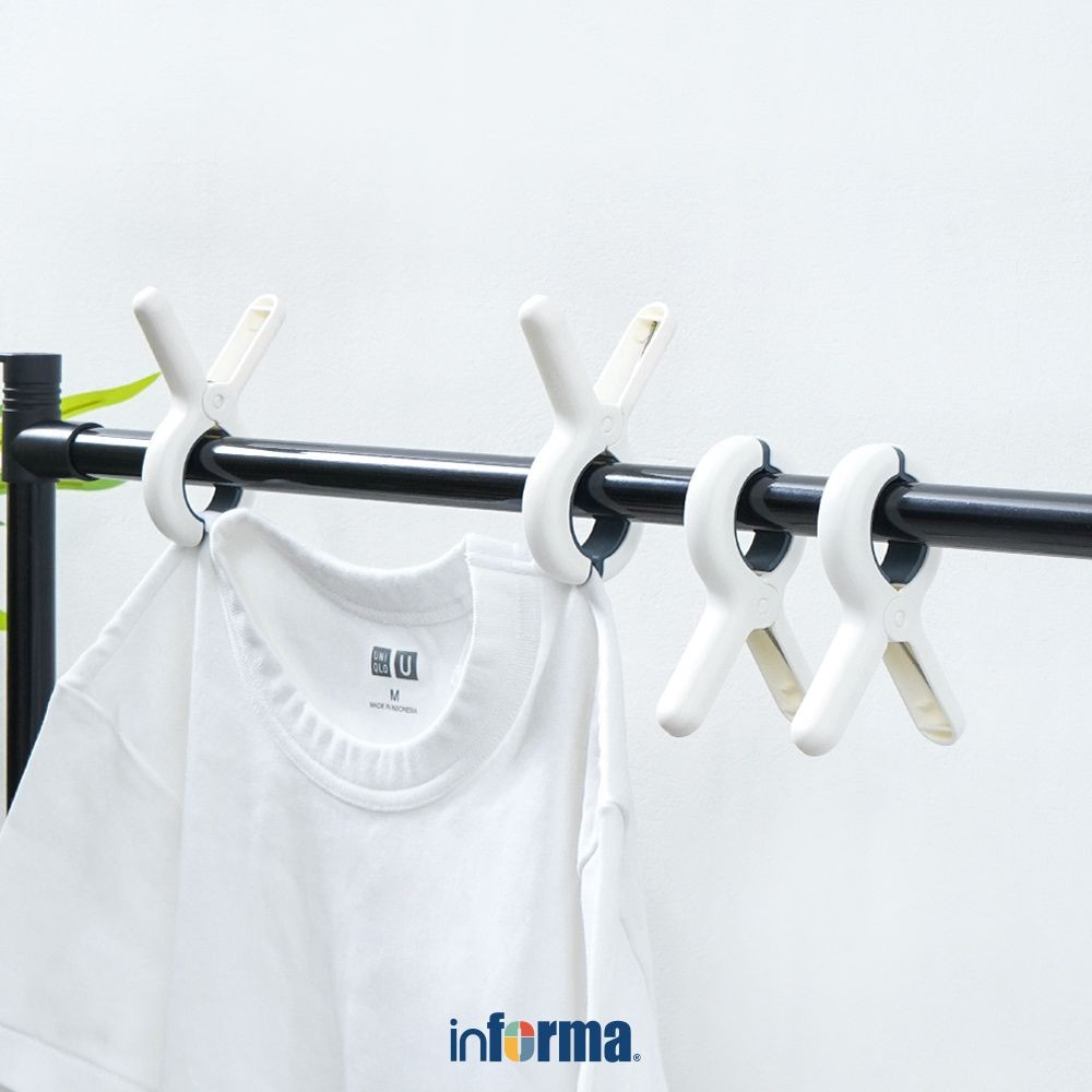 Informa Ukuran M Set 4 pcs Jepitan Baju - Abu-Abu Clothes Pin Klip Kain Baju Celana Perlengkapan Jem