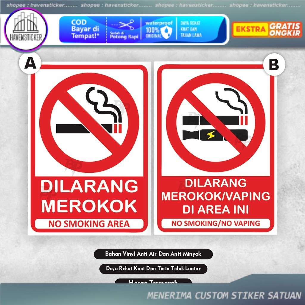 

Stiker dilarang merokok - Stiker No Smoking Area - Stiker Dilarang Vape - Stiker No Vaping Area - Stiker Vaping - Stiker Smoking