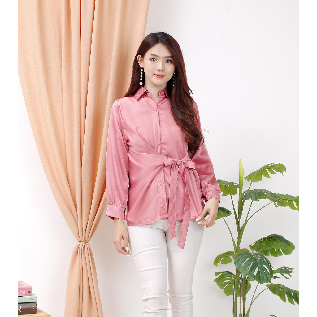 Alesha Queen Top Blouse Fashion Wanita Jumbo Alifa Satin Premium