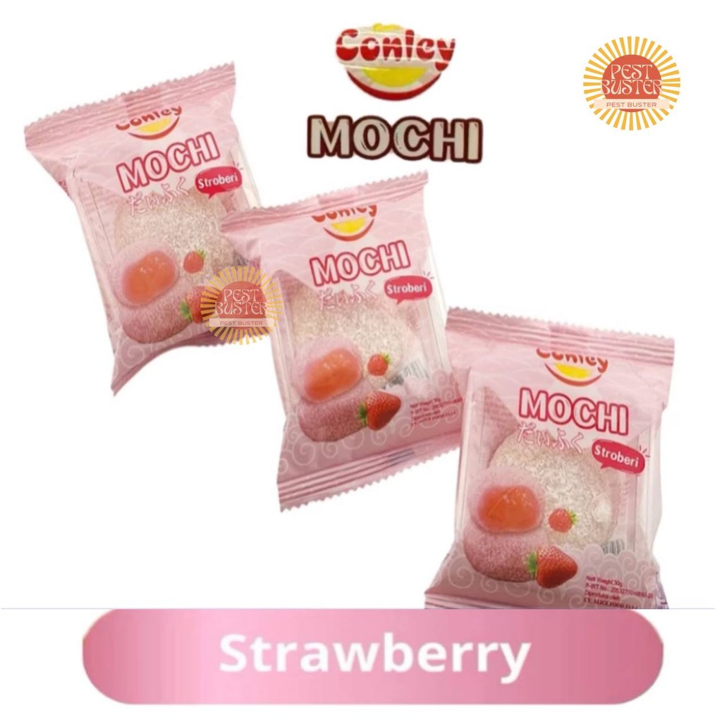 

Conley Mochi 30gr Jepang Rasa Strawberry Cemilan Enak Snack Anak Murah daifuku Premium Lembut Kenyal Halal BPOM Original