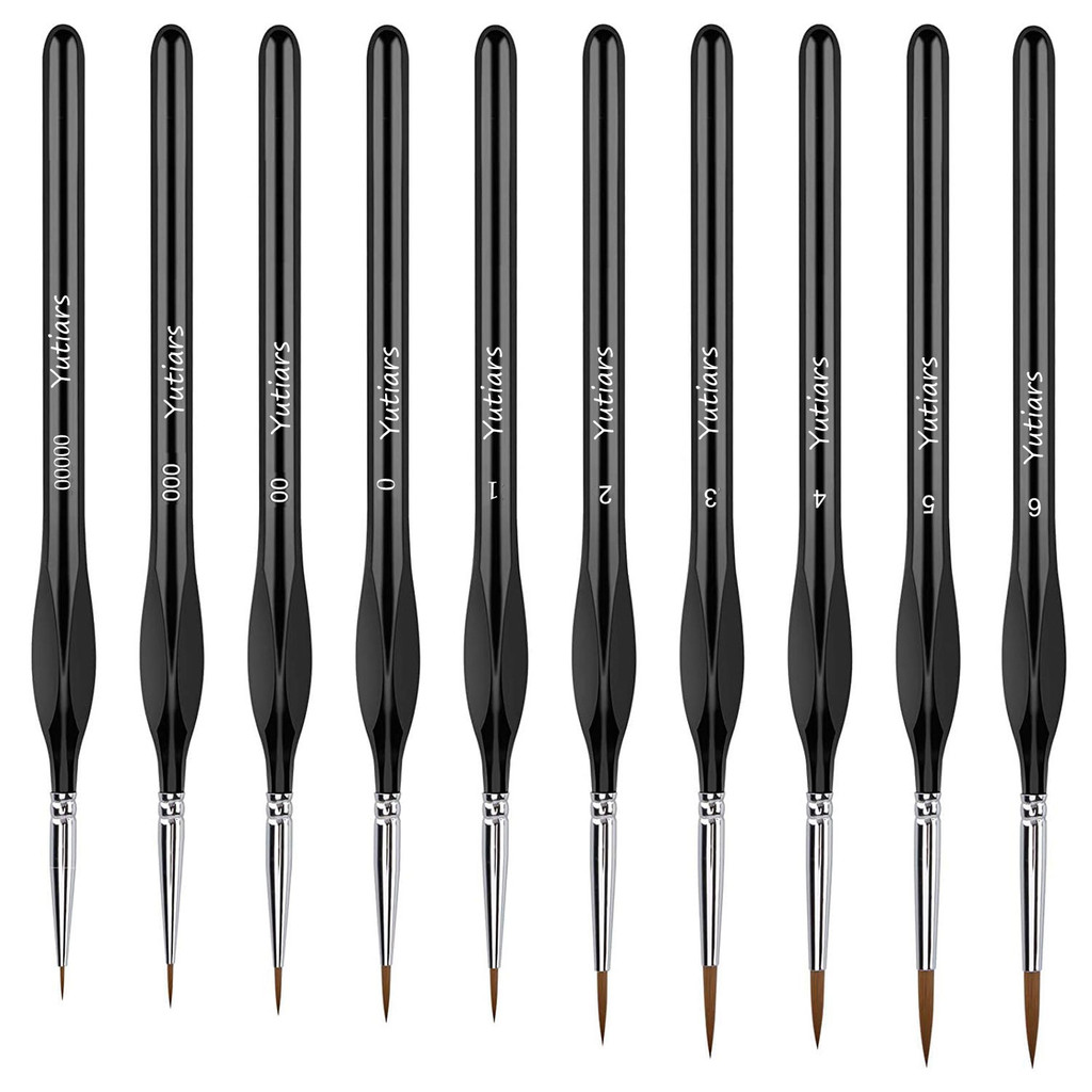 

10 Pieces Fine Detail Paint Brush Miniature Painting Brushes Kit Mini Paints Brush Set for Acrylic, Watercolor, Oil, Face, Nail