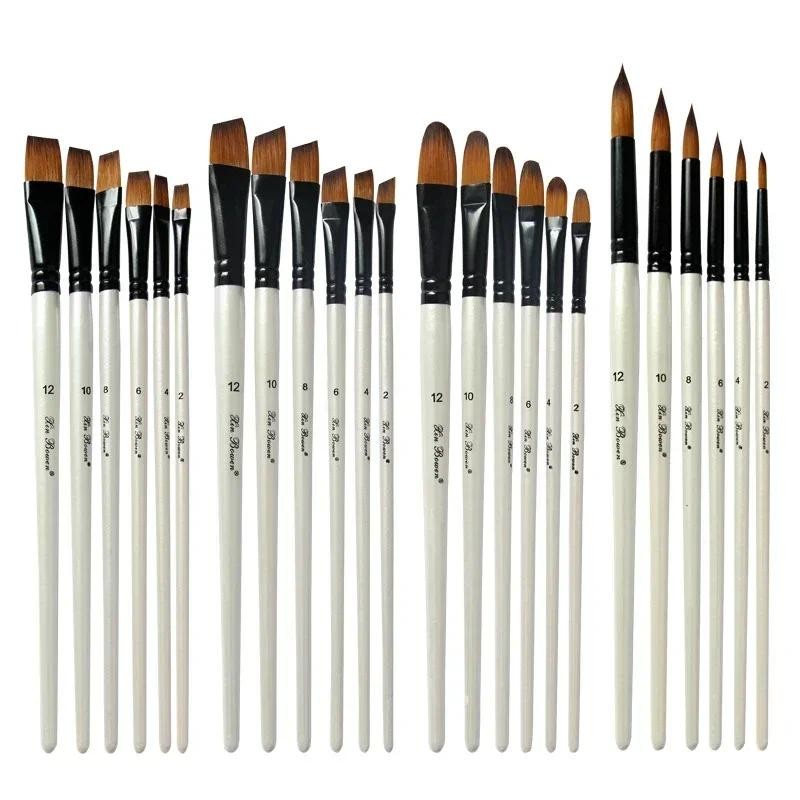 

Professional Painting Brush Set Acrylic Oil Watercolors Artist Painting Supplies High Quality White Rod Gouache Nylon
