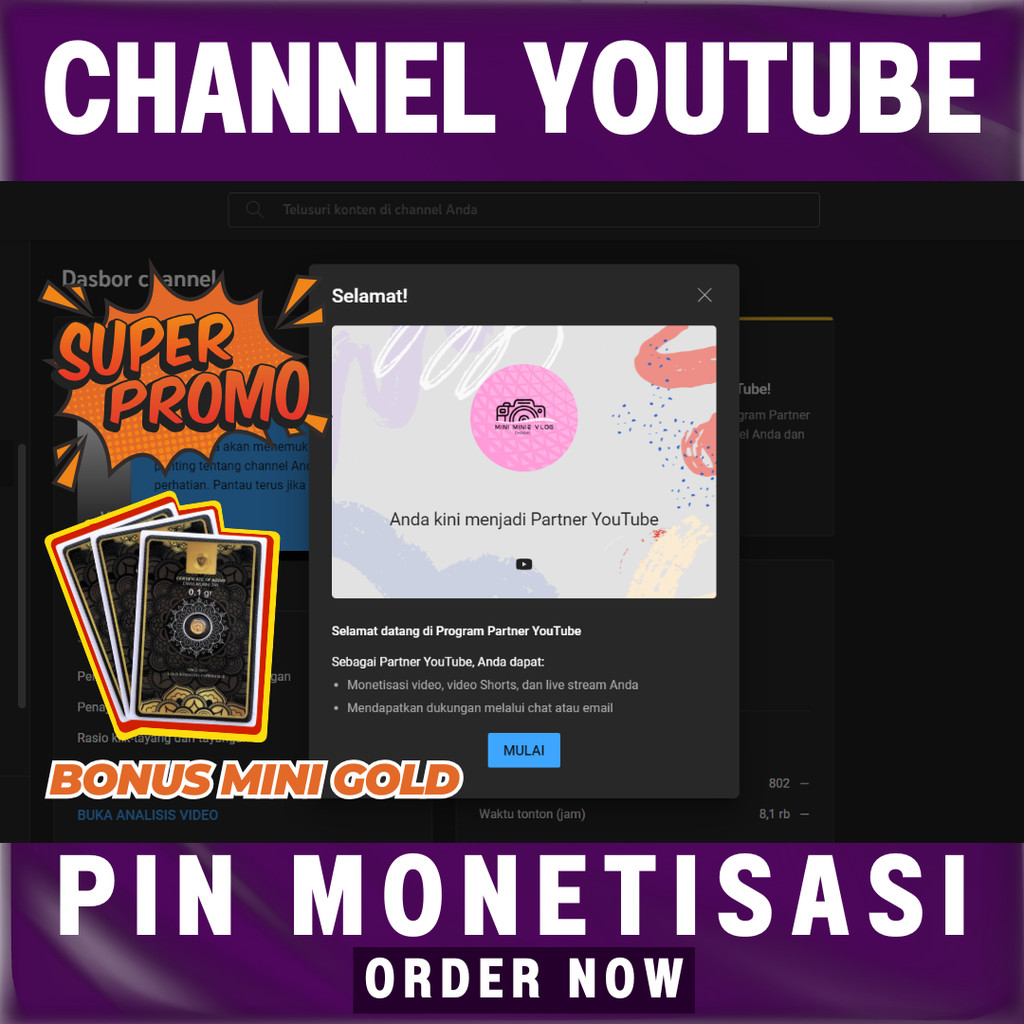 AKUN YOUTUBE SUDAH PIN TINGGAL GANTI REKENING || AKUN YOUTUBE MONETISASI