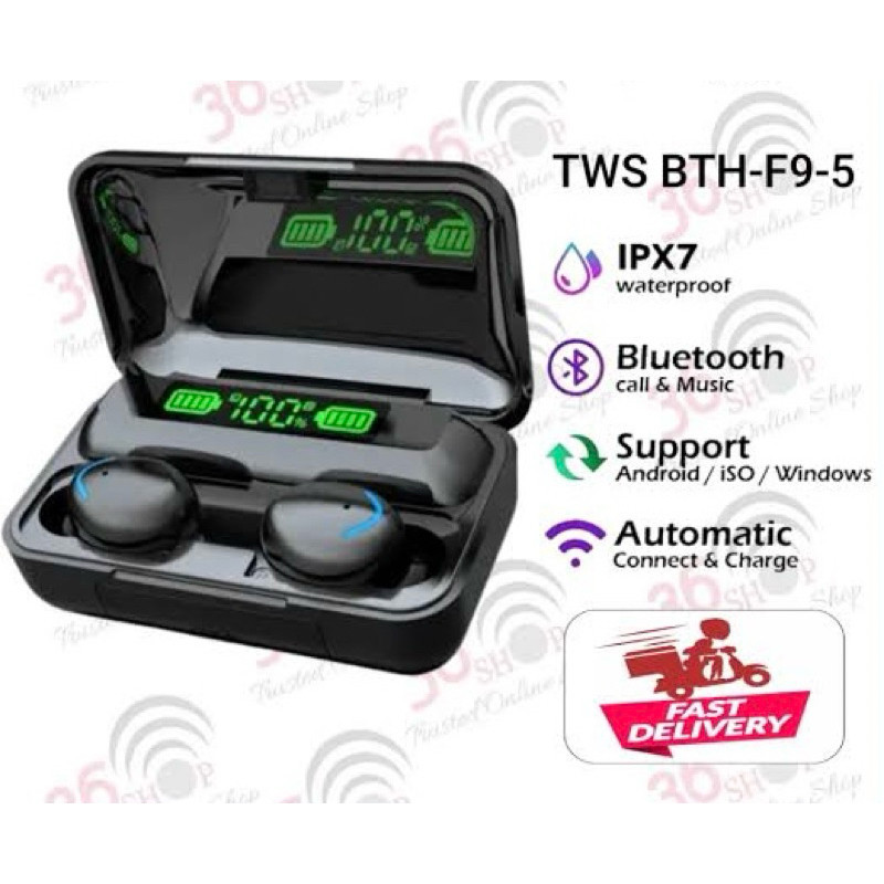 True Wireless Studio TWS BTH-F9-5 Wireless Earbuds+Powerbank Original Bluetooth 5.0