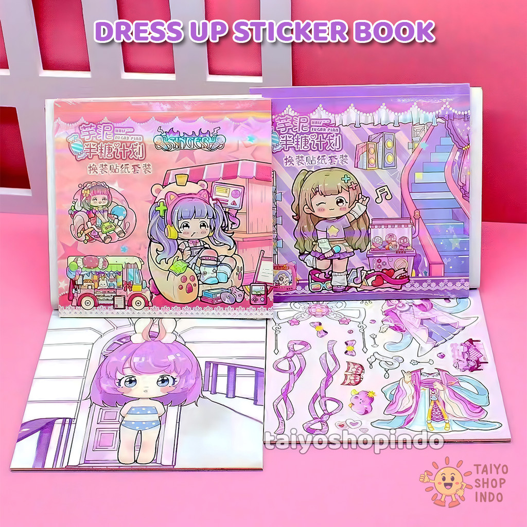 

TAIYO Dress Up Sticker Book Karakter Girls Dekorasi Stiker Diy Fashion Diary Handmade Mainan Edukasi Anak