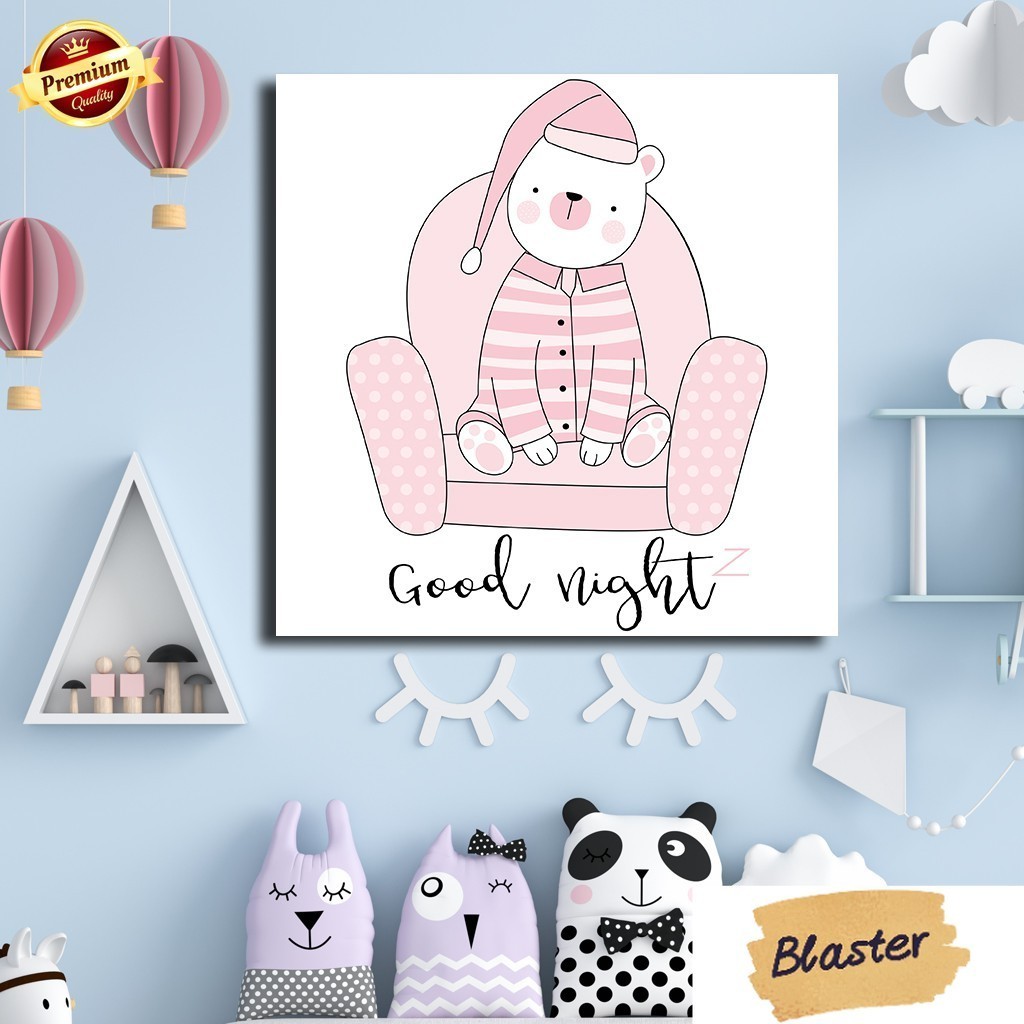 Hiasan Dinding Poster Kayu MDF WallDecor Dekorasi Rumah Minimalis Tema Binatang Good Night