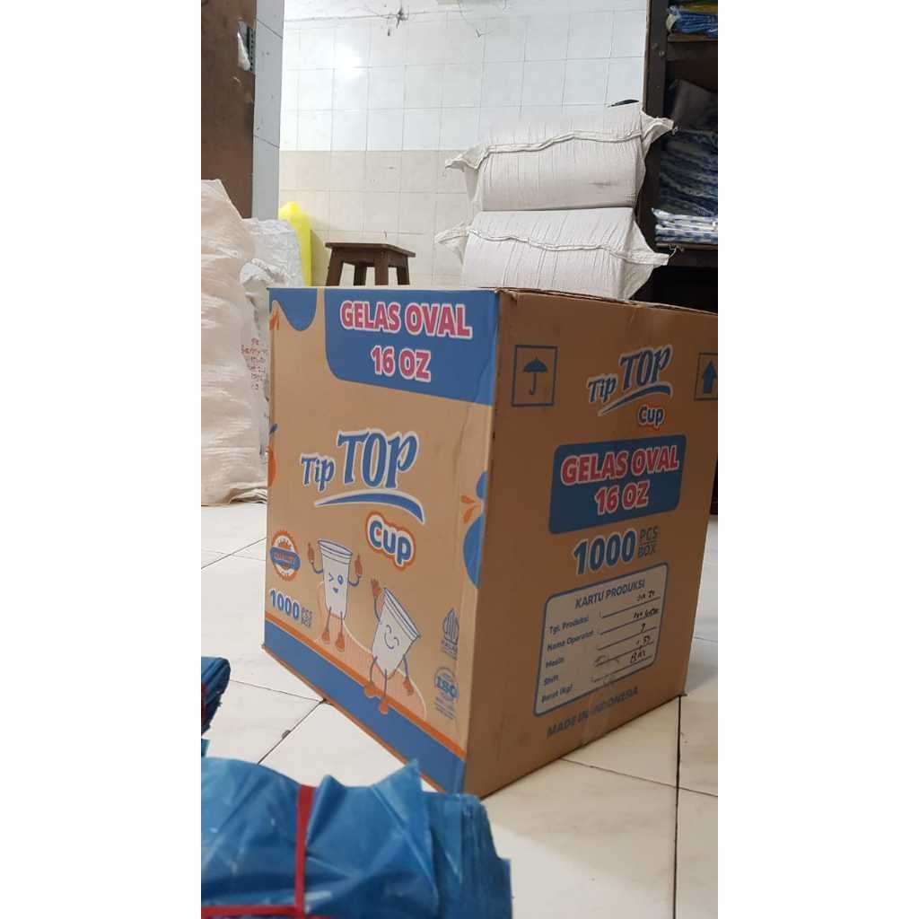 (20 slop) 18 oval merak cup tip top gelas plastik / cup oval 18 tip top merak  gelas U PET gelas 18 