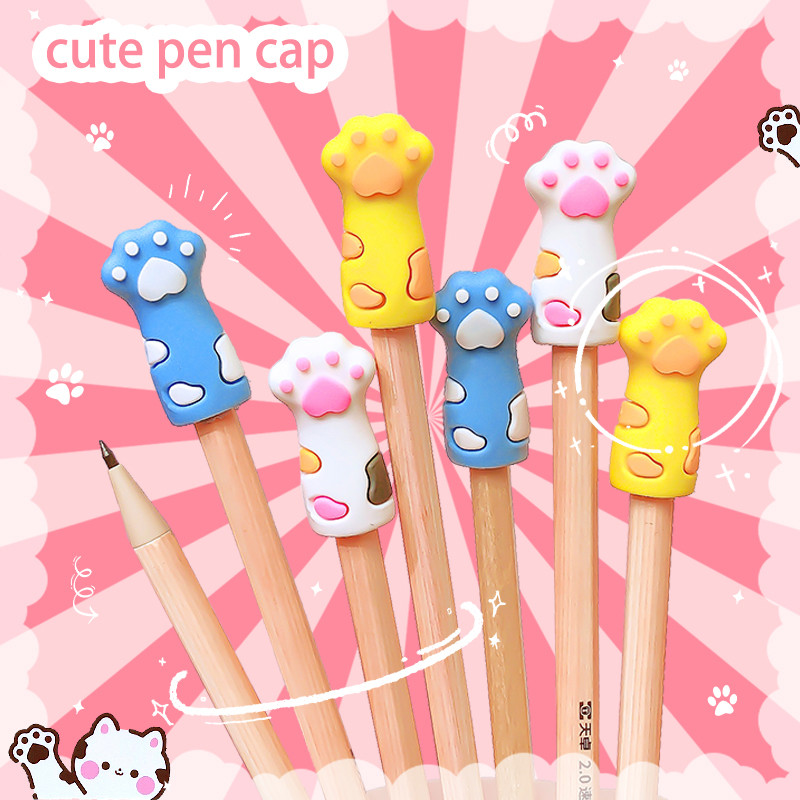 

kawaii stationery items pencil stopper pencil toppers Pencil protector cap cute cat claw Pencil cap pencil cover pen cap