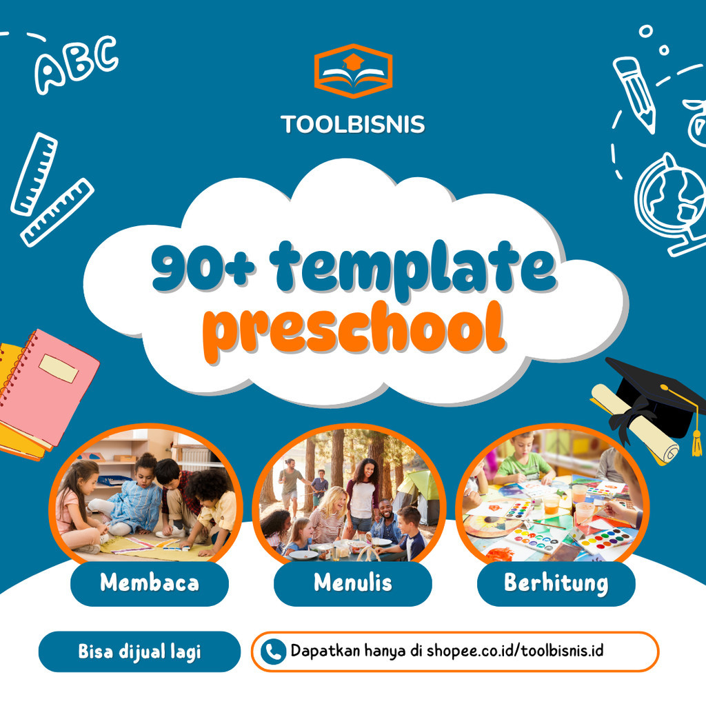 Tool Bisnis Digital PLR - 90+ Activity Preschool Canva Template - Berhitung, membaca, dan menulis