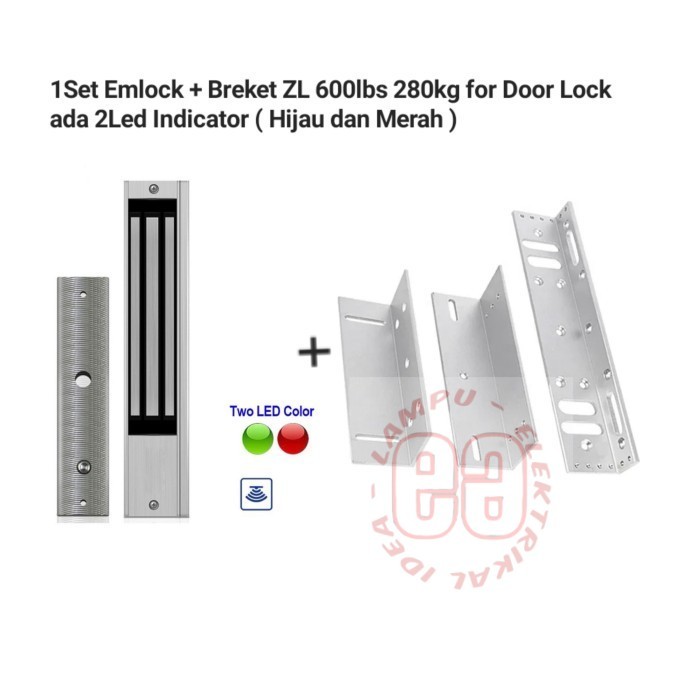 

Magnetic Lock Emlock 280Kg 600Lbs With Sensor NO NC COM 12Volt Murah Berkwalitas