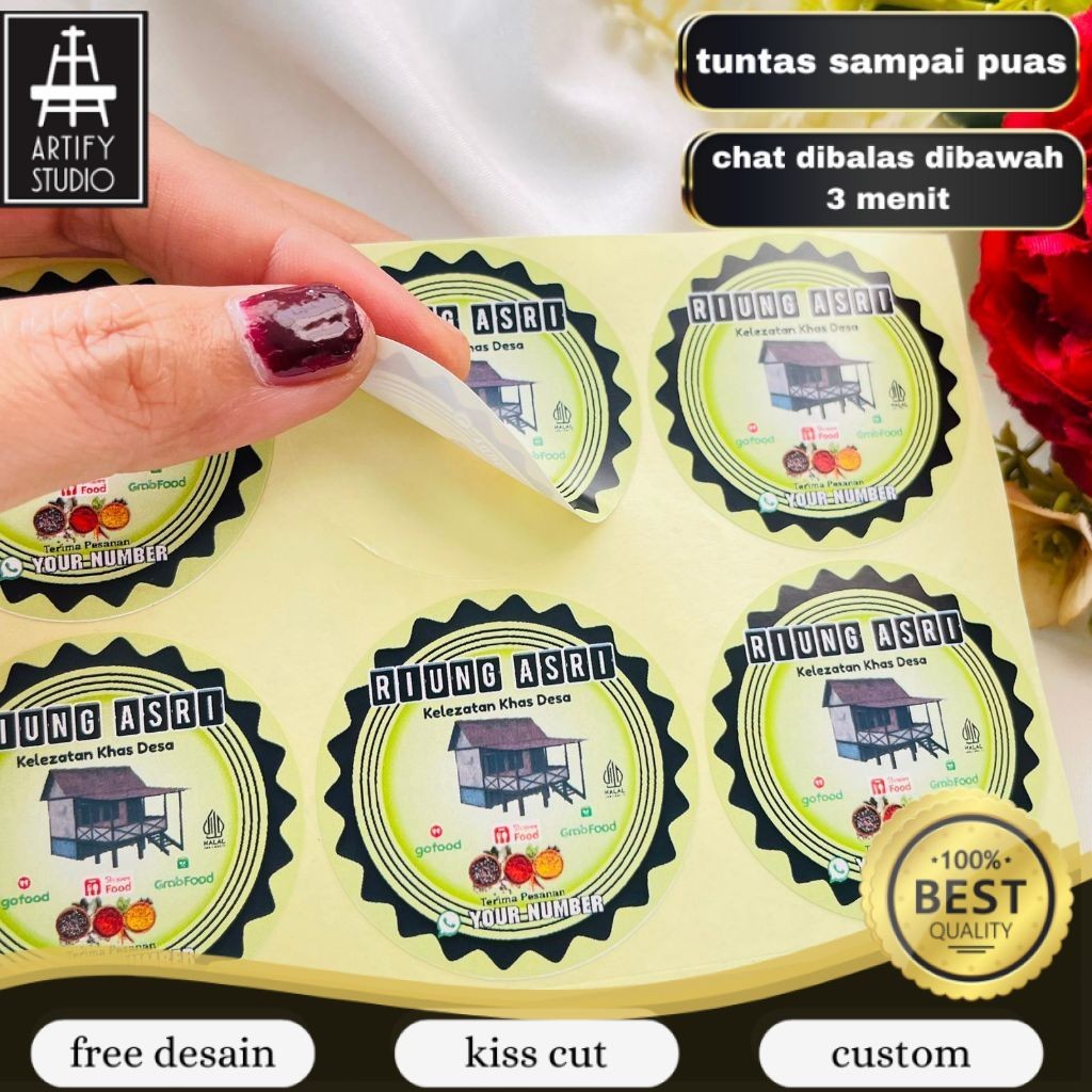 

Artify 5-8 Ready Cetak Sticker Murah Label Ruman Makan Free Desain Warung Nasi Restoran Custom