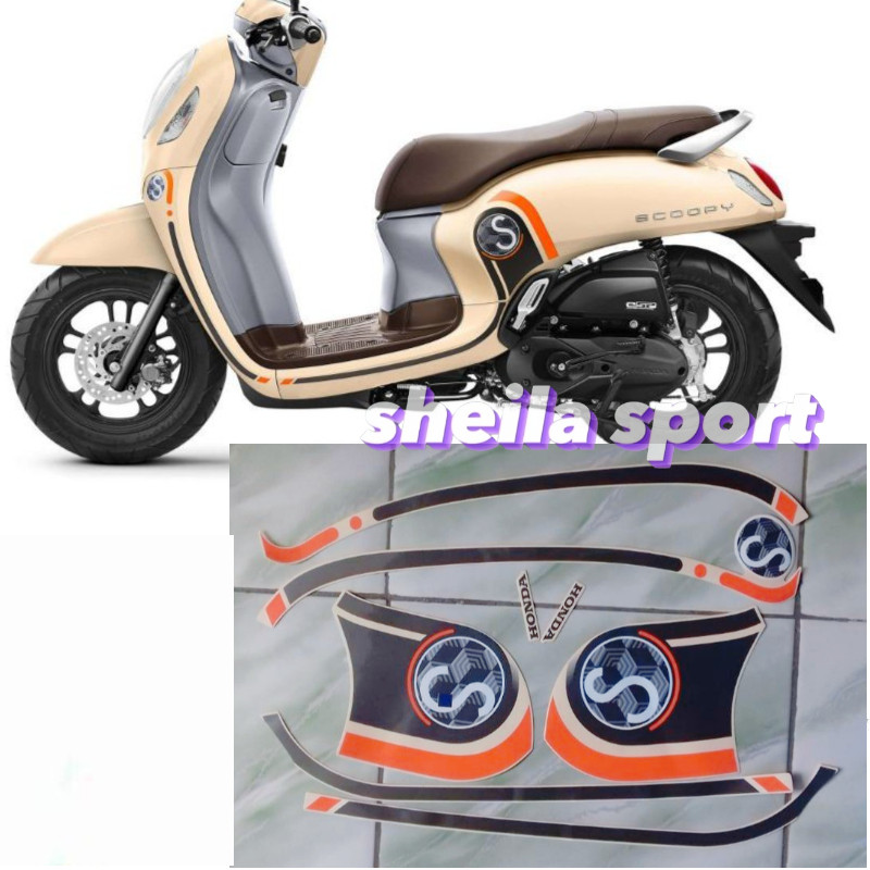 Striping sticker lis body honda scoopy fi fashion thn 2020 2021 cream / Stiker motor scopy scoopy