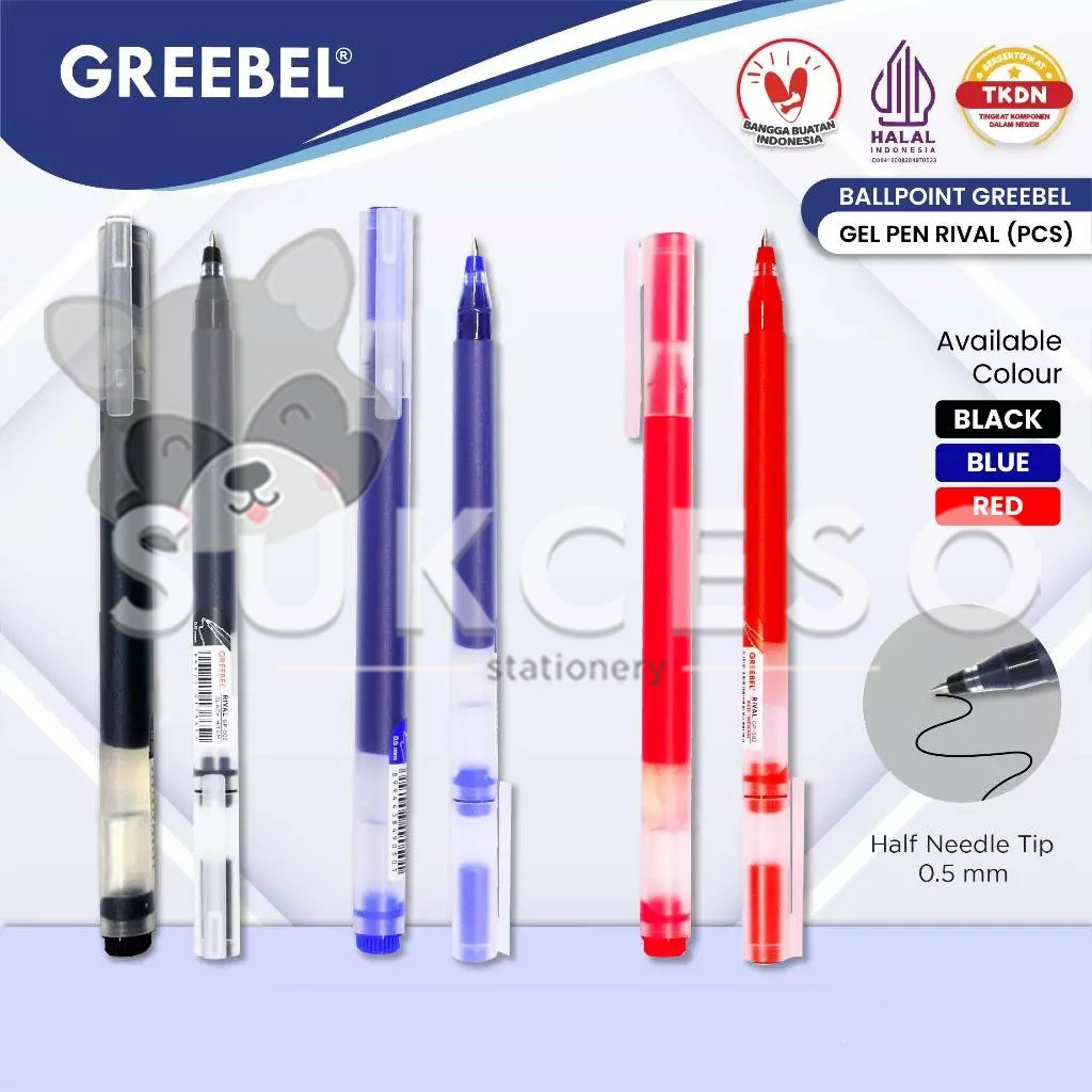 

GREEBEL Pulpen Gel Pen 0.5mm GP-502 RIVAL Pulpen DIJUAL SATUAN
