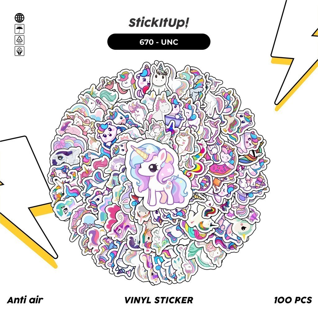 

COD 100 Pcs Stiker Pack Kuda Poni Unicorn Lucu Aesthetic Vynil Waterproof untuk Freebies Sticker Buku Journal Casing HP Laptop