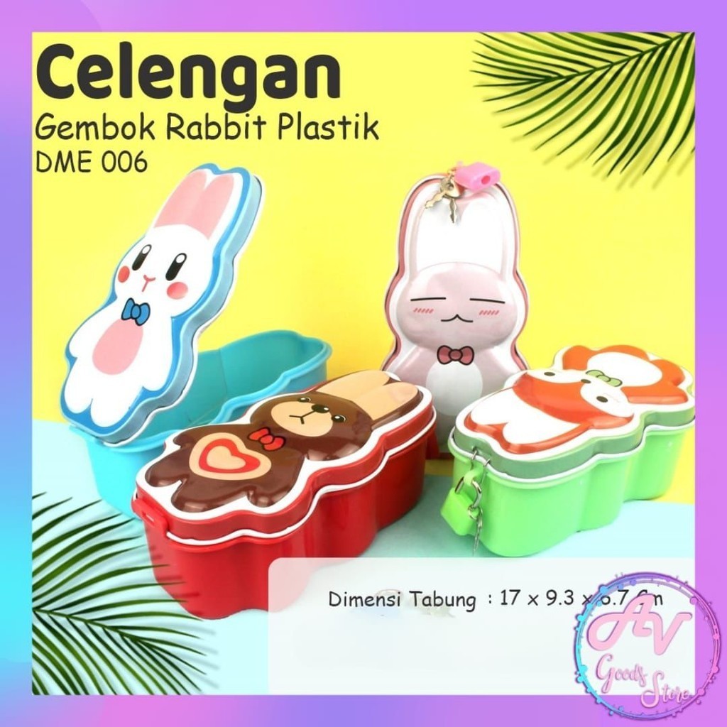 Celengan Kaleng Rabbit DME066 / Celengan Kunci Gembok  Kelinci/ Souvenir Celengan Anak