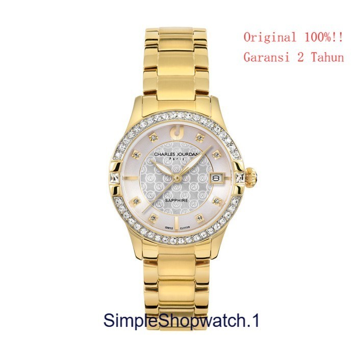 Original 100% Jam Tangan Wanita Charles Jourdan CJ1114-2217S Gold  Garansi resmi 2 Tahun