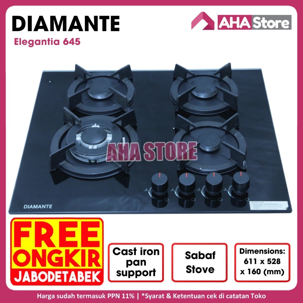 promo spesial Diamante Gas Hob Kompor Gas Tanam 4 Tungku Elegantia 645