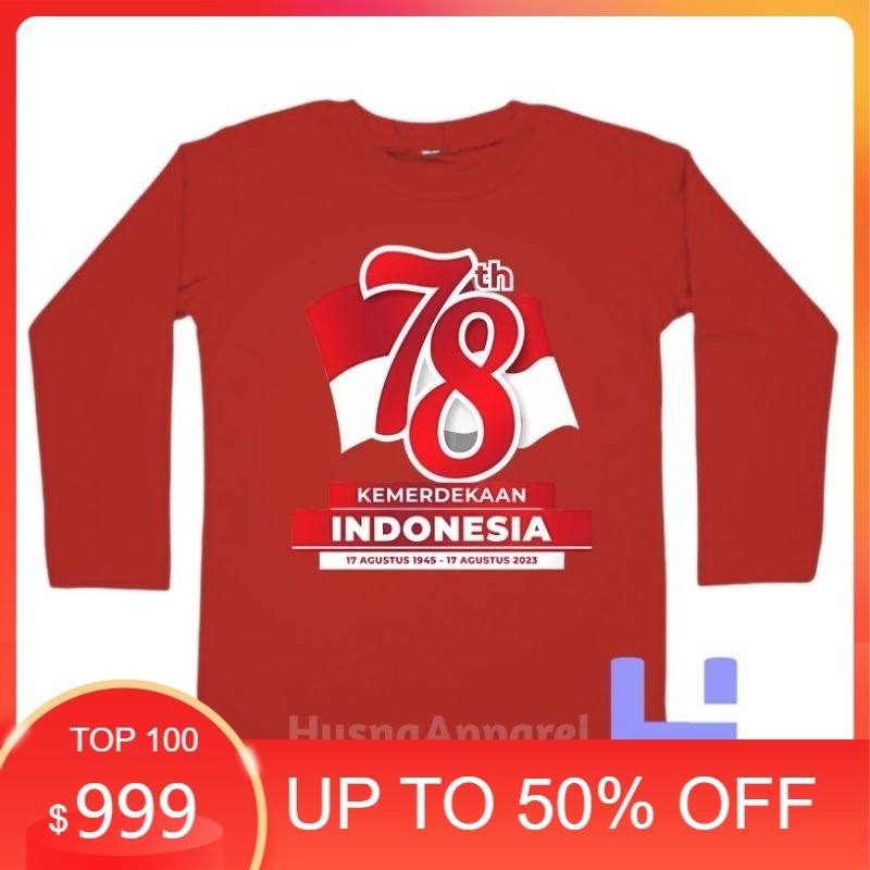 BAJU ANAK KAOS ANAK KEMERDEKAAN INDONESIA 17 AGUSTUS LENGAN PANJANG