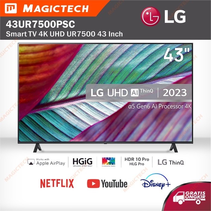 SMART TV LG 43UR7500PCS 43 INCH 43" LED 4K UHD HDR THINQ AI 43UR7500