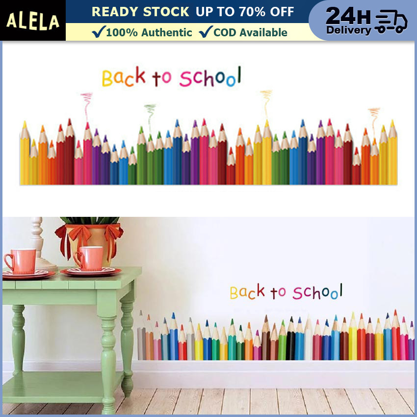 Wall Sticker Motif Colorful Pensil Stiker Dinding Sekolah Anak TK SD Rumah Dekorasi