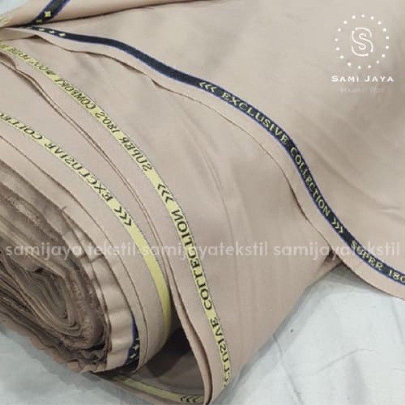 Kain Semi Wool Doff Cartier Warna Krem Nude Bahan Jas dan Celana Wedding