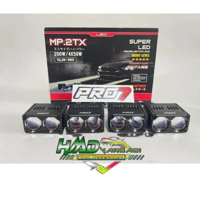Mini Projie Pro7 MP.2TX Super LED Blue Lens 4x50W / MP2TX / MP 2TX - Kuning Putih