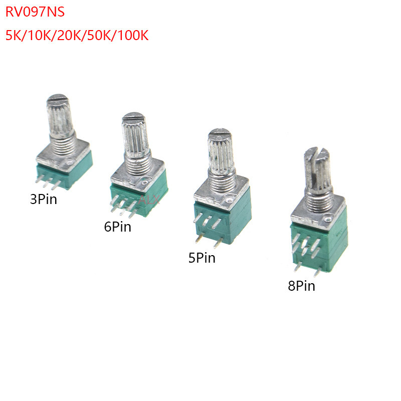 5pcs RV097 B10K B20K B50K B100K B500K RV097NS Audio Amplifier Sealed Linear Volume Potentiometer Res