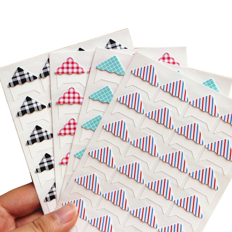 

96 Pcs/Lot (4 Sheets) Retro Plaid Stripes Corner Paper DIY Stickers For Photo Album Fitting Frame Albums Decoration Scrapbooking