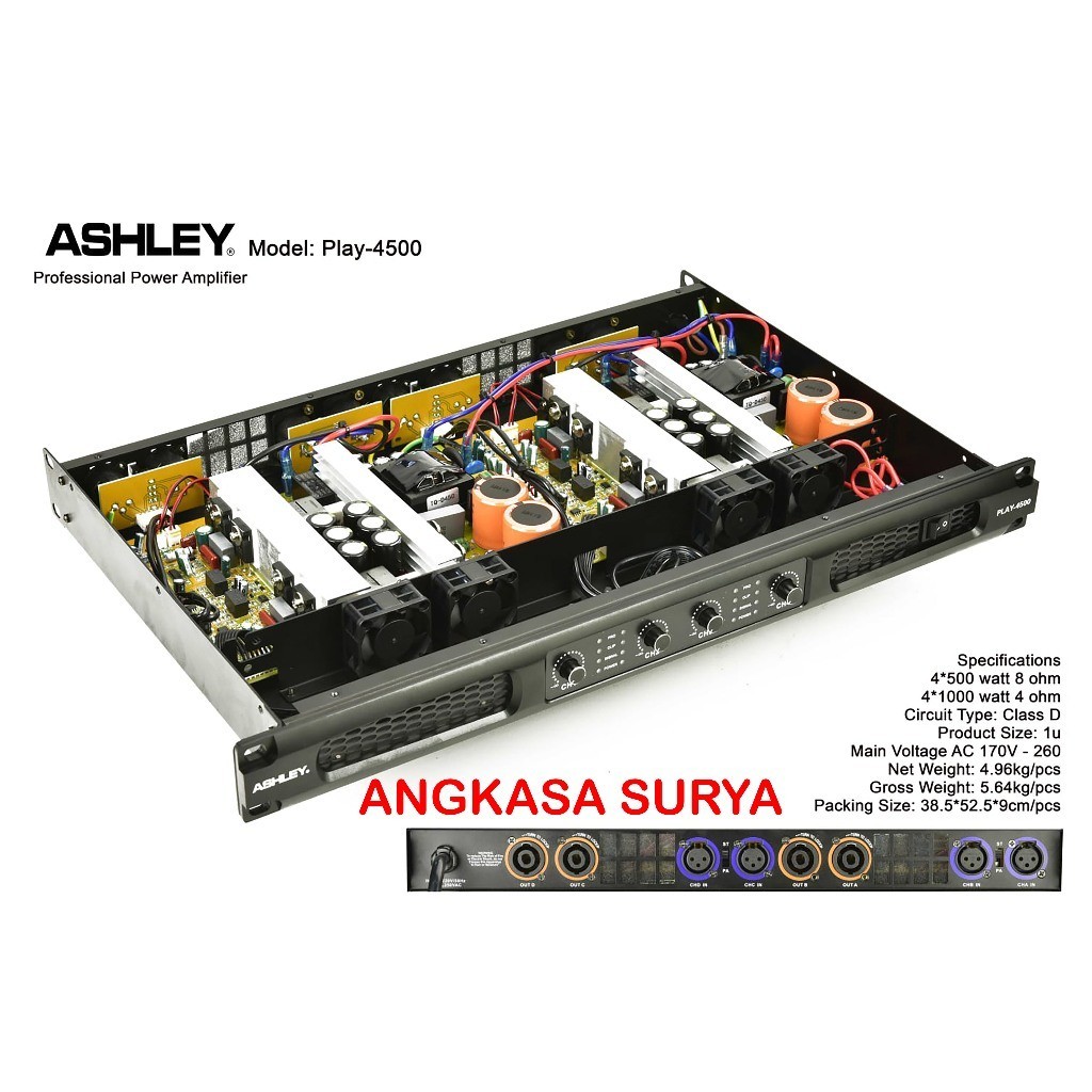 Power Ashley PLAY 4500 ORIGINAL /Amplifier Ampli Ashley PLAY4500 Class D 4 Channel