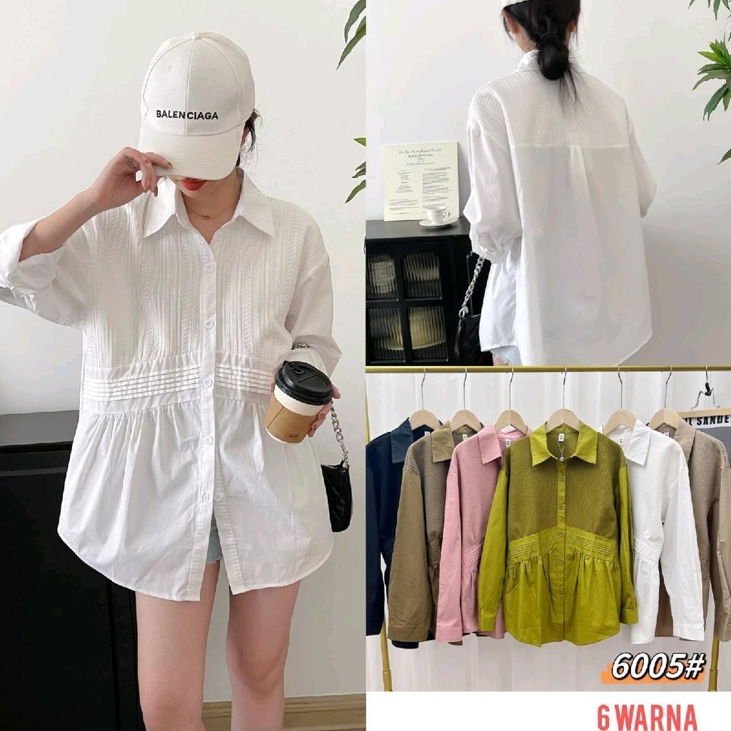Kemeja Knit Pleats Bkk Premium