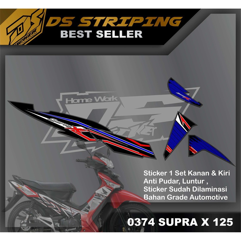 0374 stiker striping lis variasi Supra X 125 2007 - 2013