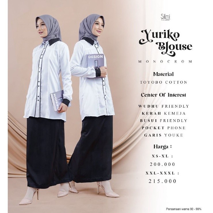 ATASAN PUTIH WANITA YURIKO PUTIH - SERAGAM PUTIH PANJANG TUNIK SILMI FASHION/ GAMIS MODEL BARU MURAH